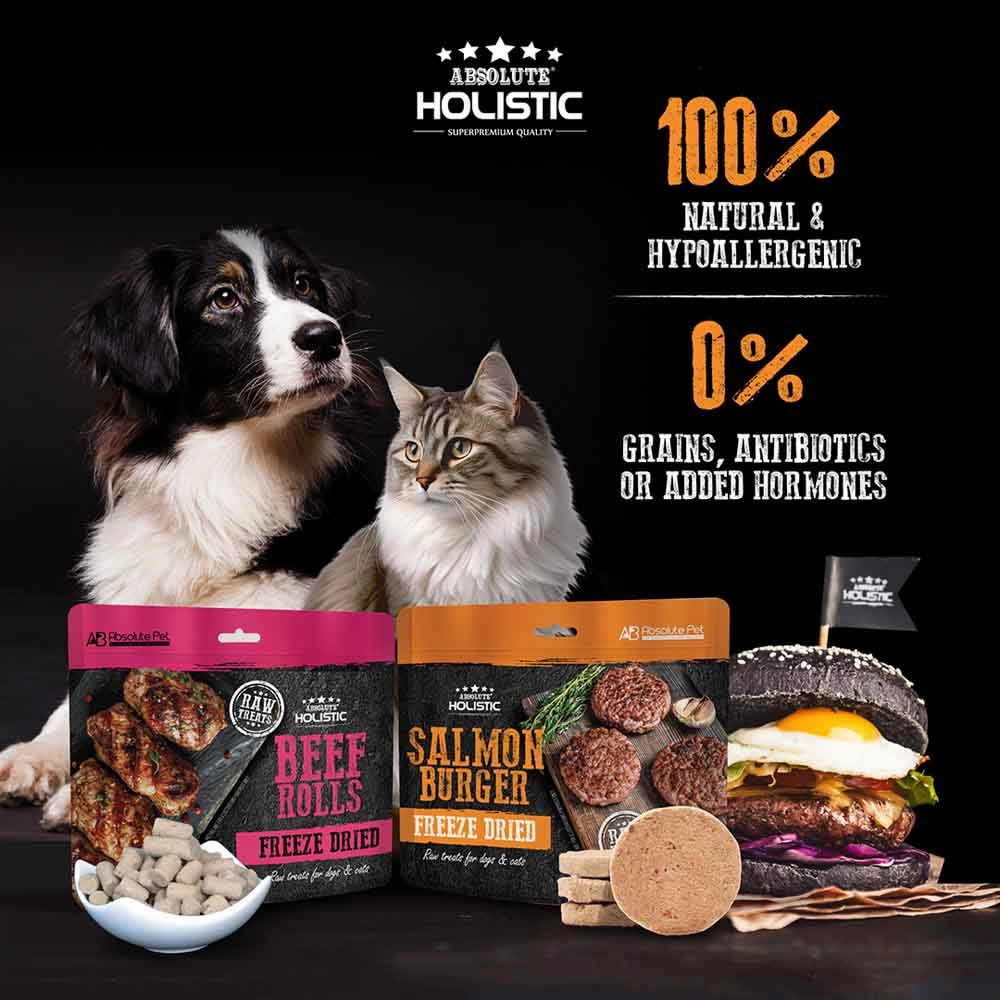 Absolute Holistic Pork Rolls Freeze Dried Raw Treats for Cats & Dogs 60g