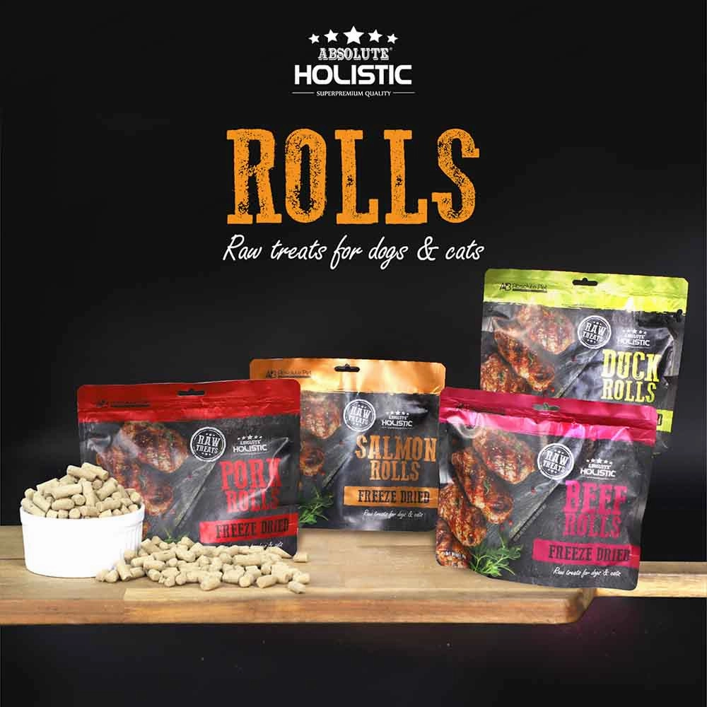 Absolute Holistic Pork Rolls Freeze Dried Raw Treats for Cats & Dogs 60g