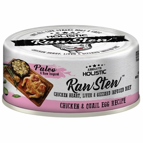 Absolute Holistic Raw Stew Chicken & Quail Egg Grain-Free Canned Cat & Dog Food 80g cat food cans soft cat food high protein cat food natural cat food senior cat food