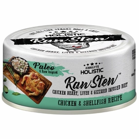 Absolute Holistic Raw Stew Chicken & Shellfish Grain-Free Canned Cat & Dog Food 80g (Exp 26Mar25) canned cat food wet cat food grain free cat food cat stew cat food pouch