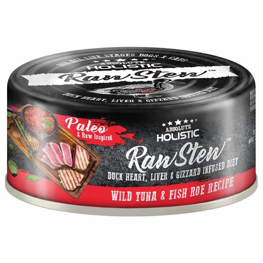 Absolute Holistic Raw Stew Wild Tuna & Fish Roe Grain-Free Canned Cat & Dog Food 80g dry cat food cat treats grain free cat food kitten treats cat dental treats