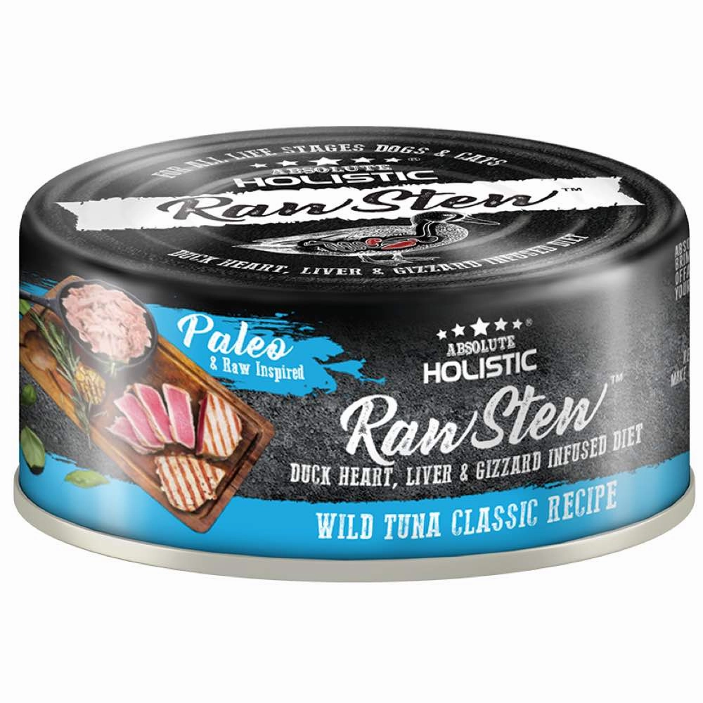 Absolute Holistic Raw Stew Wild Tuna Classic Grain-Free Canned Cat & Dog Food 80g dry cat food cat treats grain free cat food kitten treats cat dental treats