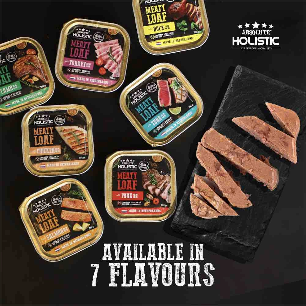 Absolute Holistic Salmon Complete & Balanced Meaty Loaf Wet Tray Dog Food 100g
