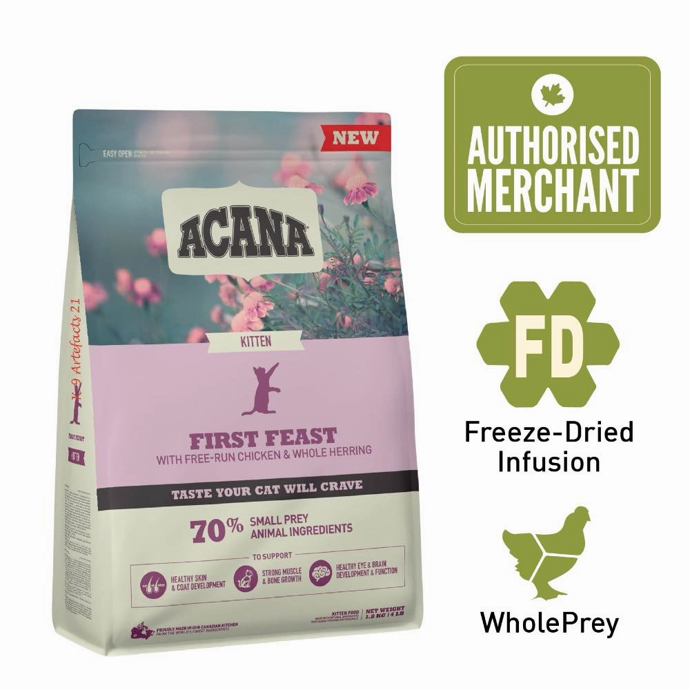 ACANA Freeze-Dried Coated First Feast Kitten Grain-Free Dry Cat Food pet health pet wellness pet pain relief pet probiotic pet calming