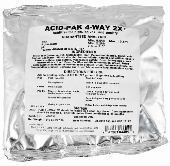Acid-Pak 4-Way 2X Acidifier for Pigs, Calves, & Poultry sheep feed sheep mineral sheep hay sheep pellets sheep salt block