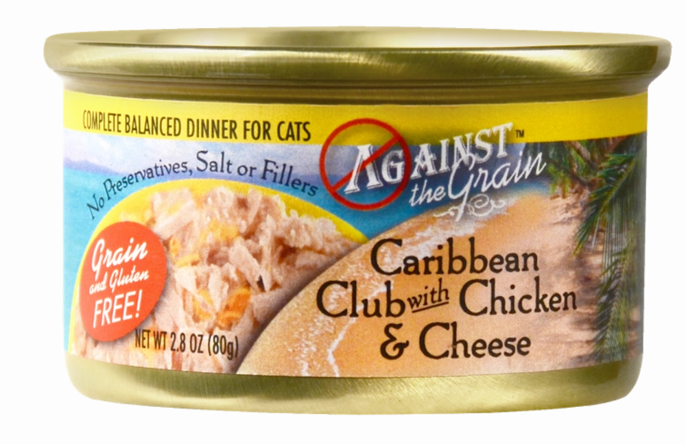 Against the Grain Caribbean Club with Chicken and Cheese Canned Cat Food cat calming diffuser cat stress relief anxiety cat treats cat relaxing spray pet mood aid