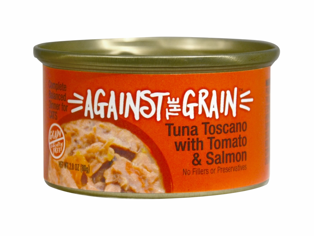 Against the Grain Farmers Market Grain Free Tuna Toscano With Salmon & Tomato Canned Cat Food cat calming diffuser cat stress relief anxiety cat treats cat relaxing spray pet mood aid