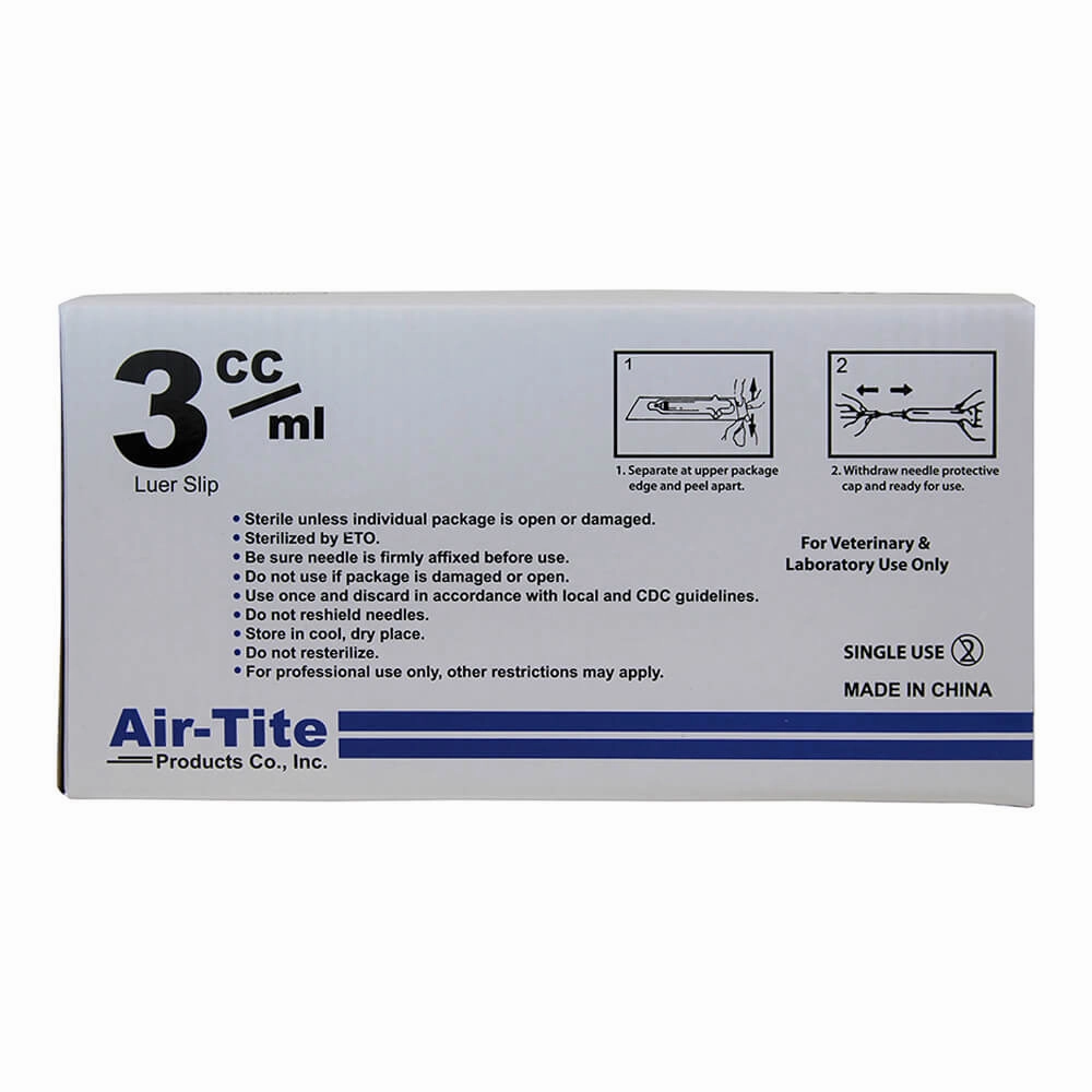 Air-Tite Luer Slip Syringes with Needles, 100 Count
