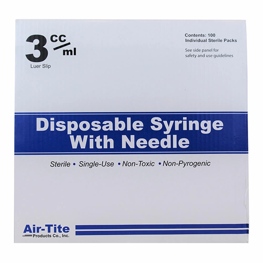 Air-Tite Luer Slip Syringes with Needles, 100 Count wet cat food canned food for cats gravy cat cans soft texture cat food wet pouches