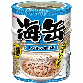 Aixia Umi-Can Mini Skipjack Tuna With Whitebait Canned Cat Food 60g x 3 cat food cans soft cat food high protein cat food natural cat food senior cat food