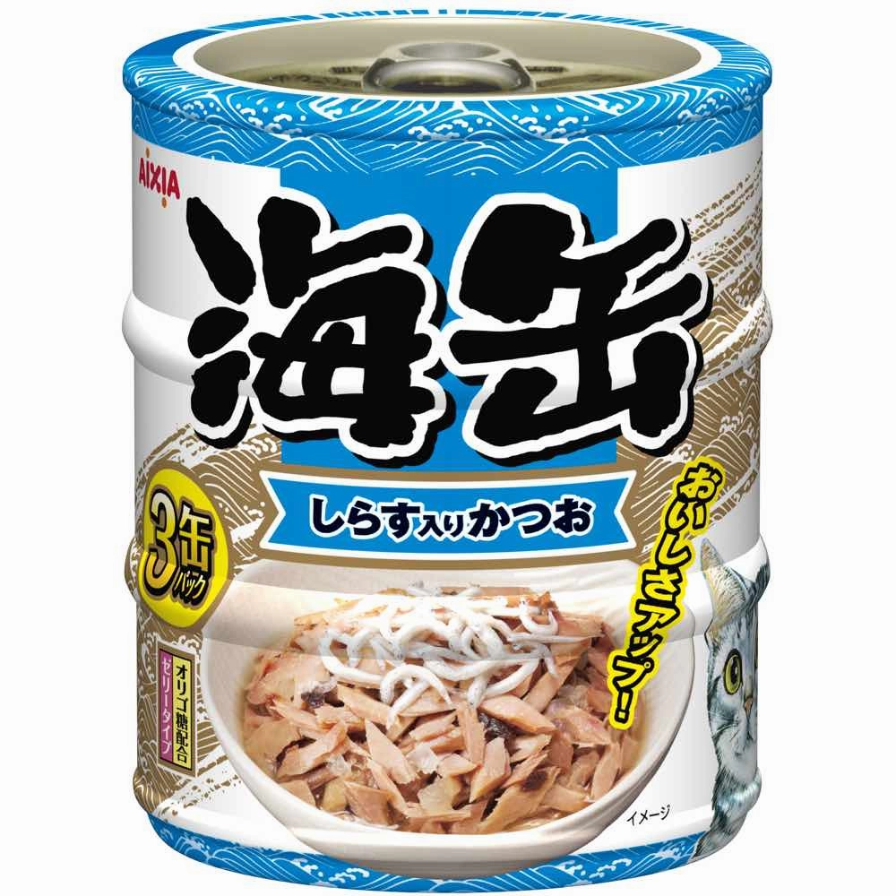 Aixia Umi-Can Mini Skipjack Tuna With Whitebait Canned Cat Food 60g x 3 cat food cans soft cat food high protein cat food natural cat food senior cat food