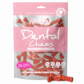 Altimate Pet Cranberry Toothbrush Mini Dental Dog Treats 26pc dog supplies dog food toys accessories dog bed