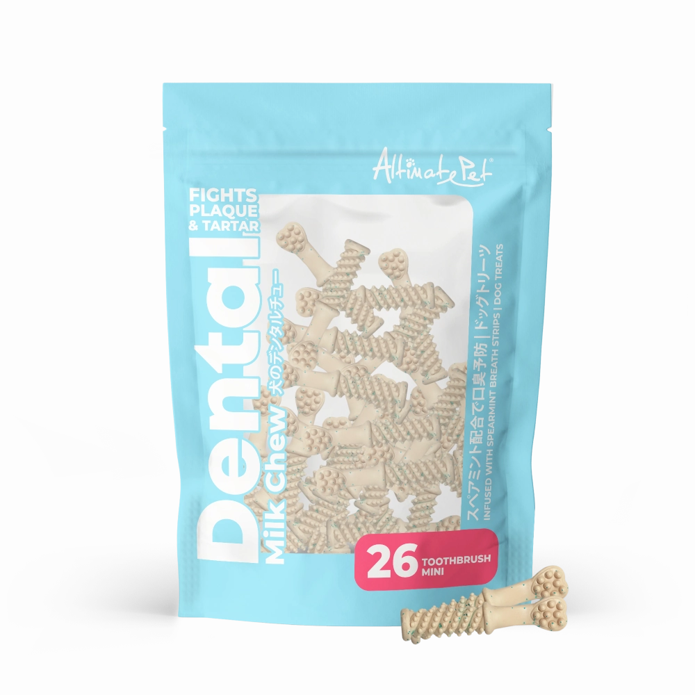 Altimate Pet Dog Dental Chews Infused with Spearmint Breath Strips - Milk Toothbrush Mini 26pcs