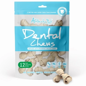Altimate Pet Milk & Spearmint Knotted Bone Dental Dog Treats 12pc dog toys interactive dog toy plush dog toy dog rope toy squeaky toy
