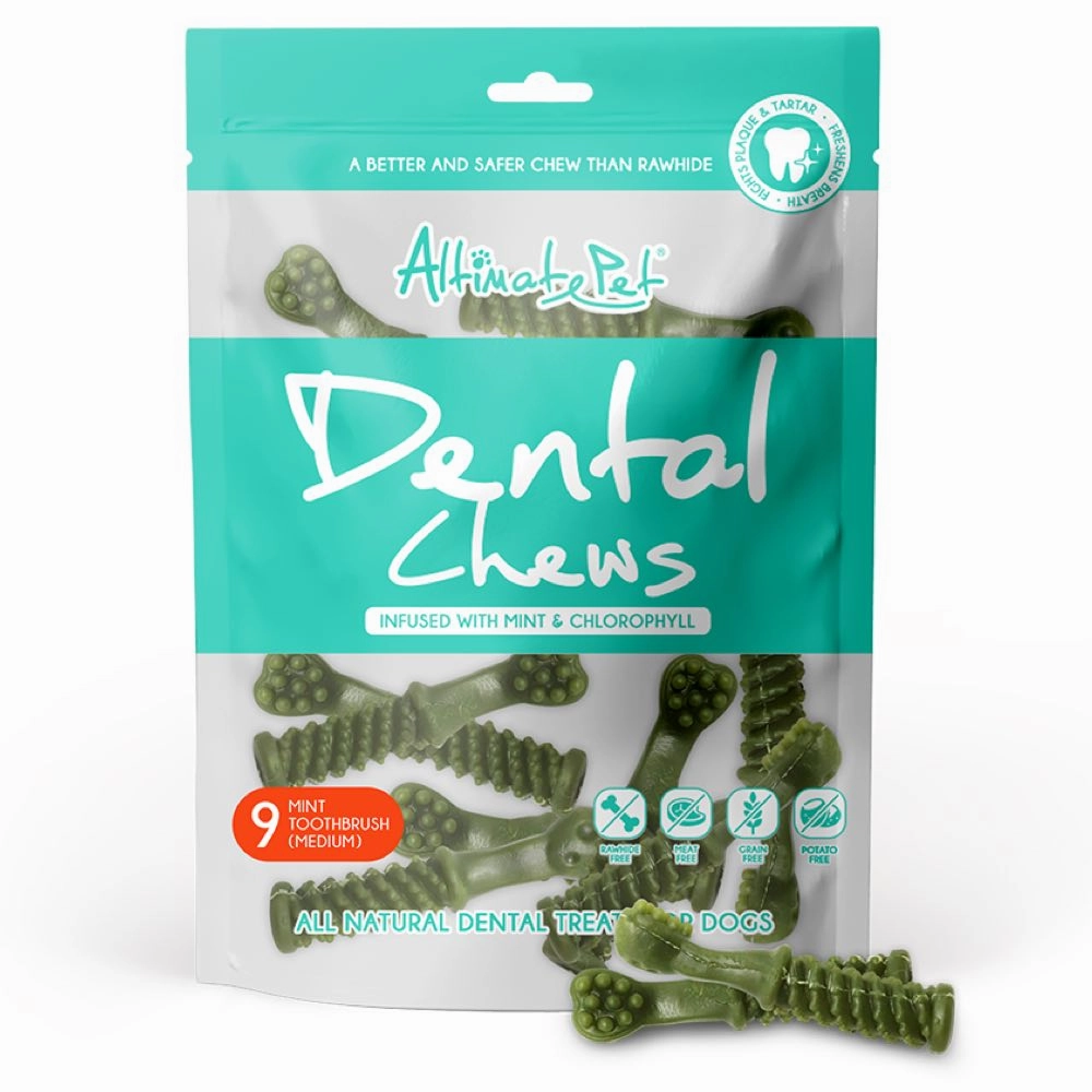 Altimate Pet Mint & Chlorophyll Toothbrush Medium Dental Dog Treats 9pc dog toys interactive dog toy plush dog toy dog rope toy squeaky toy
