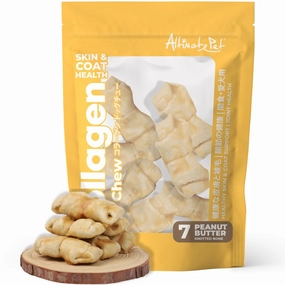 Altimate Pet Peanut Butter Knotted Bone Collagen Dog Chews 7pcs dog toys interactive dog toy plush dog toy dog rope toy squeaky toy