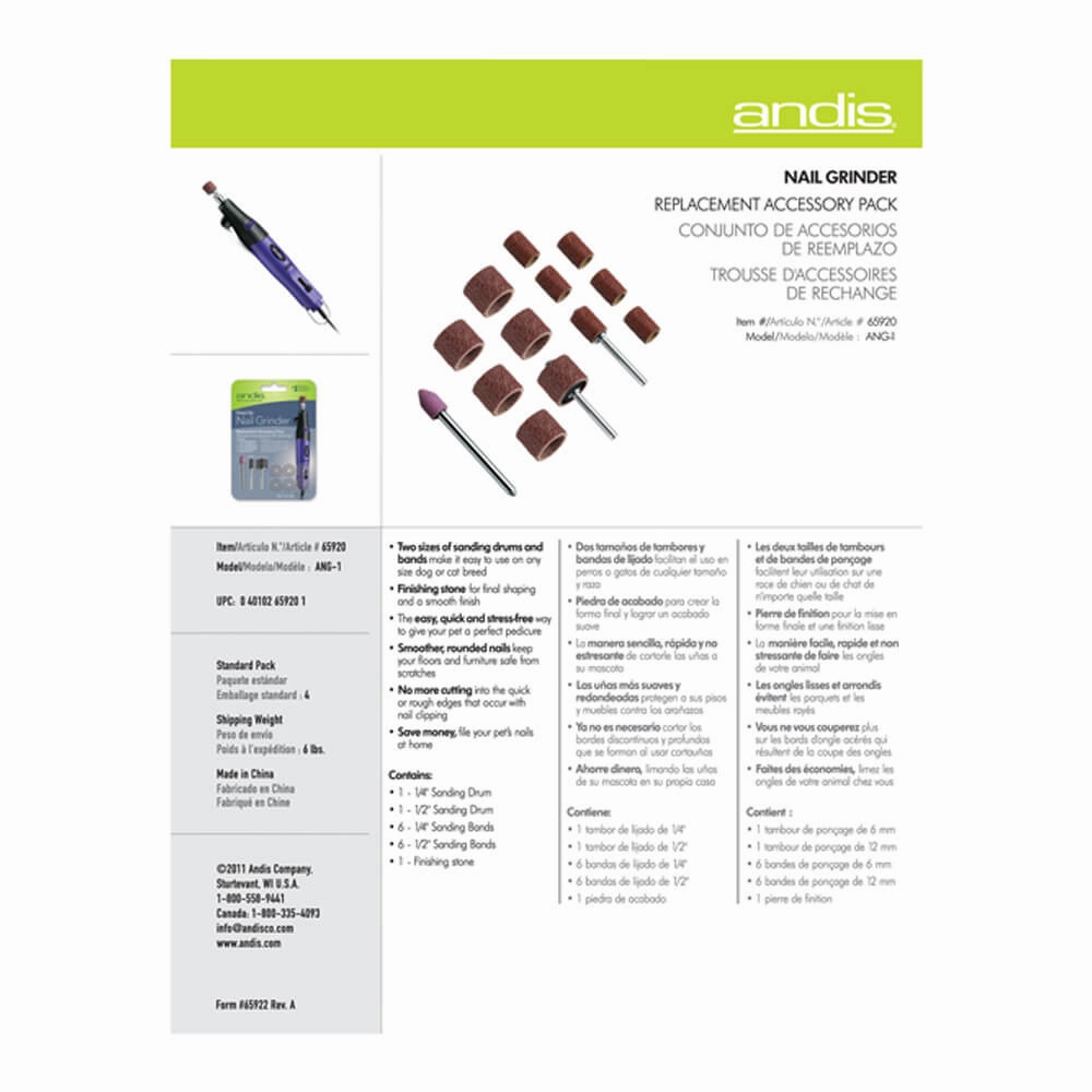Andis Nail Grinder Accessory Pack, Bands & Drums