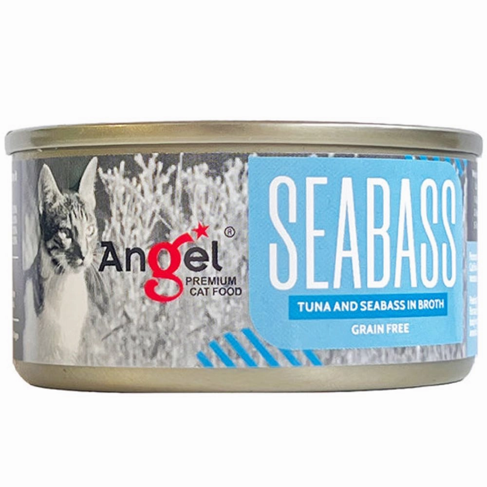 Angel Tuna & Seabass In Broth Grain-Free Canned Cat Food 70g cat food cans soft cat food high protein cat food natural cat food senior cat food