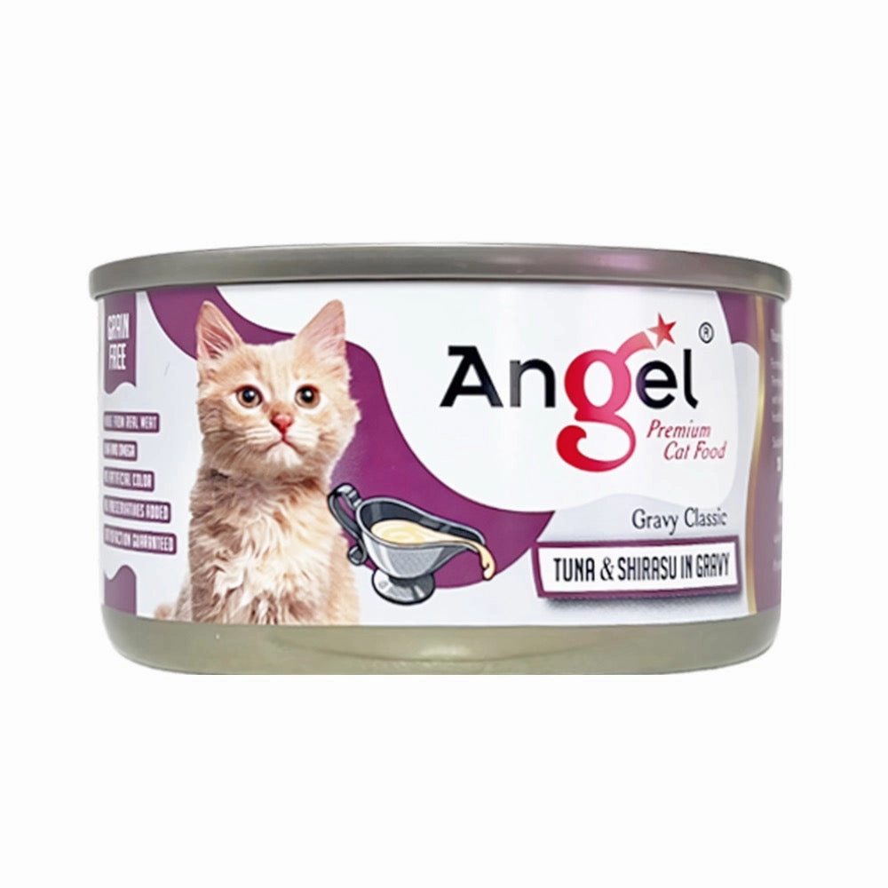 Angel Tuna & Shirasu In Gravy Canned Cat Food 80g cat food cans soft cat food high protein cat food natural cat food senior cat food