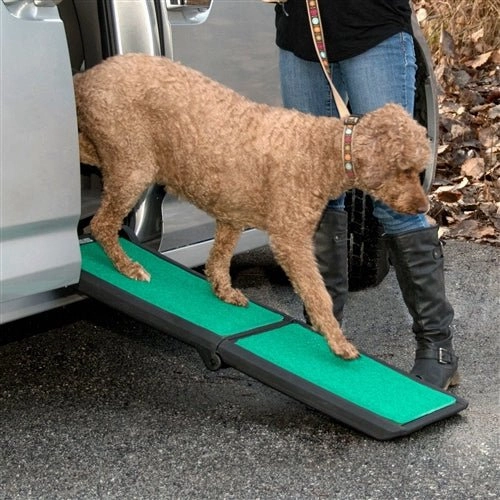 Bi-fold Travel Lite Pet Ramp With SupertraX in Black-Green