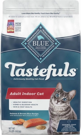 Blue Buffalo Tastefuls Adult Indoor Cat Salmon & Brown Rice Recipe Dry Food freeze dried dog food raw food for dogs dog freeze meal high protein dog food grain free freeze dog food