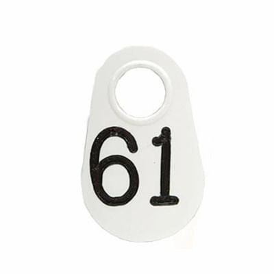 Bock's White Nylon Numbered Identification Tags, 1-100, Single Tag