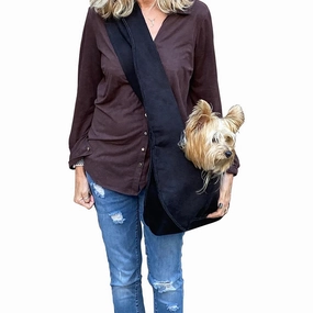Boho Sling Dog Carrier Black dog bowtie leather collar dog charm dog party wear dog scarf set