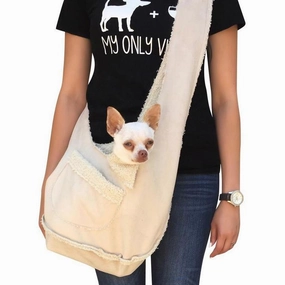 Boho Sling Dog Carrier Sand dog bowtie leather collar dog charm dog party wear dog scarf set
