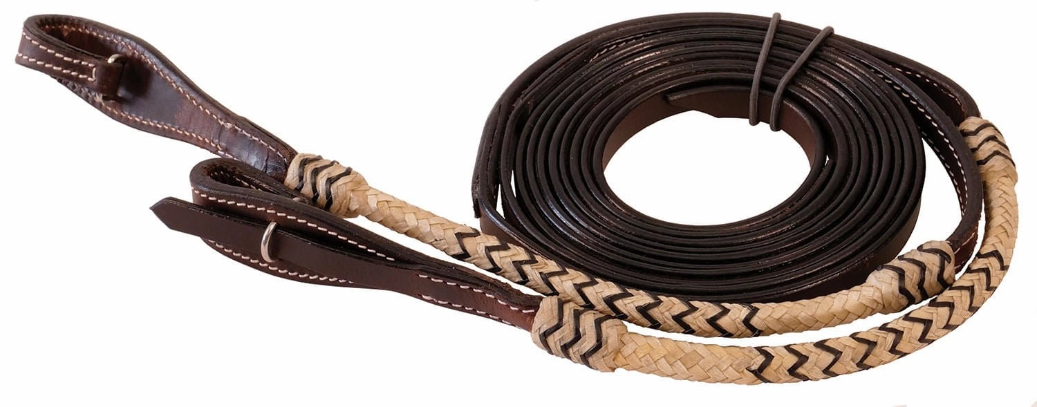 Braided Rawhide Split Reins, Dark Oil, 8' cat fur care cat grooming tools cat deshedding brush cat bath kit cat nail trimmer
