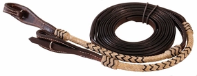 Braided Rawhide Split Reins, Dark Oil, 8' cat fur care cat grooming tools cat deshedding brush cat bath kit cat nail trimmer
