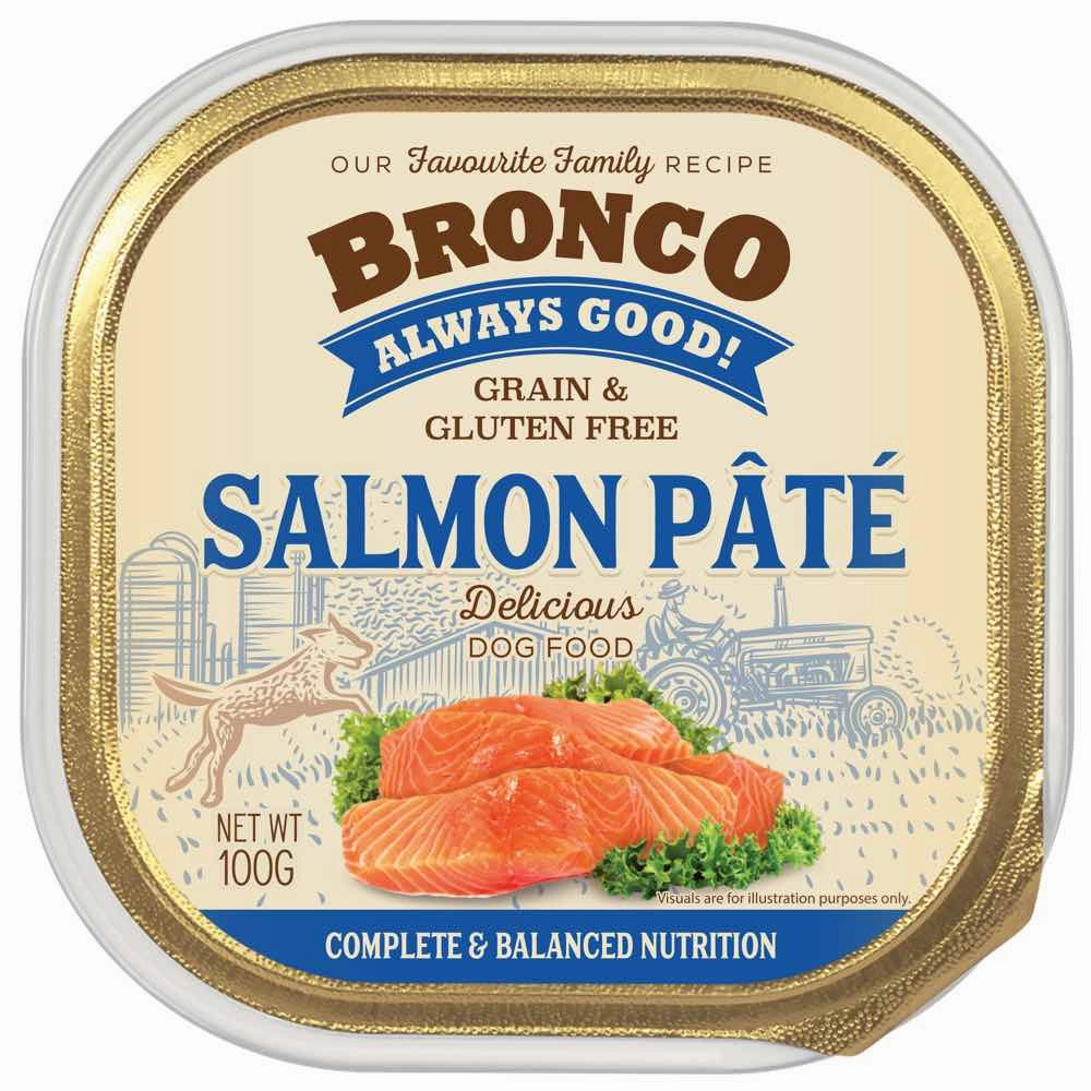 Bronco Salmon Pate Adult Grain-Free Tray Dog Food 100g dog toys interactive dog toy plush dog toy dog rope toy squeaky toy