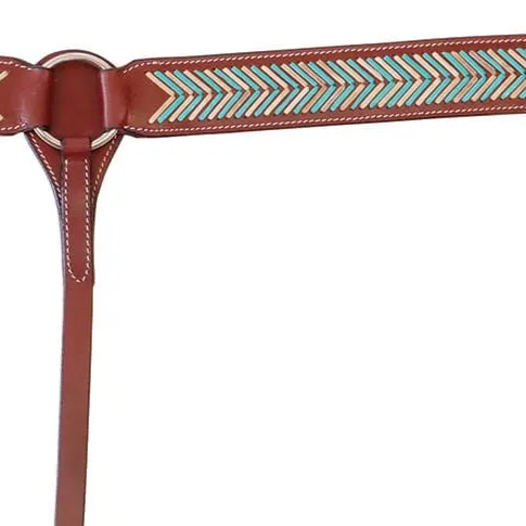 Buffalo Leather Turquoise Rawhide Laced Breast Collar