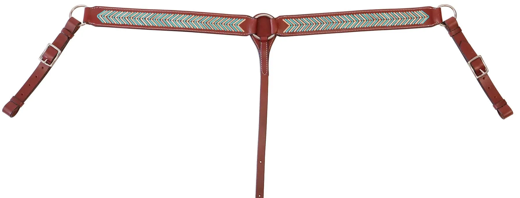 Buffalo Leather Turquoise Rawhide Laced Breast Collar