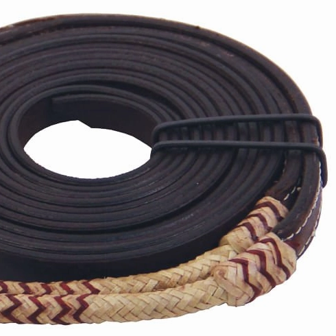 Buffalo Leather Rolled Rawhide Split Reins, 8 ft