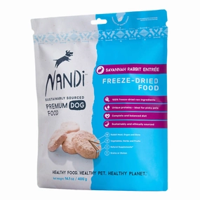 BUNDLE DEAL (Exp 22Nov24): Nandi Savannah Rabbit Entree Grain-Free Freeze-Dried Dog Food 400g dog supplies dog food toys accessories dog bed