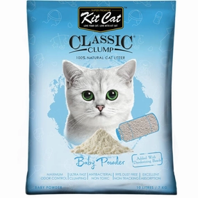 BUNDLE DEAL: Kit Cat Classic Clump Baby Powder Clay Cat Litter 10L kitten supplies kitten toys kitten food kitten litter box kitten bed