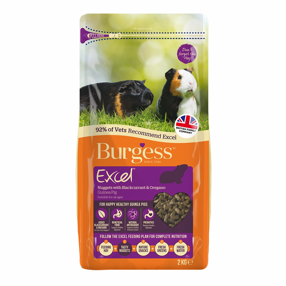 Burgess Excel Guinea Pig Nuggets with Blackcurrant & Oregano 2kg puppy starter kit puppy crate puppy collar puppy pee pad puppy food