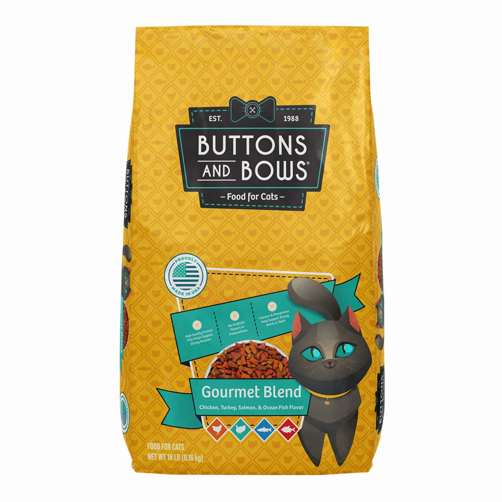 Buttons & Bows Gourmet Blend Cat Food, 18 lbs cat scratchers cat towers cat window perch cat heating pad cat calming spray