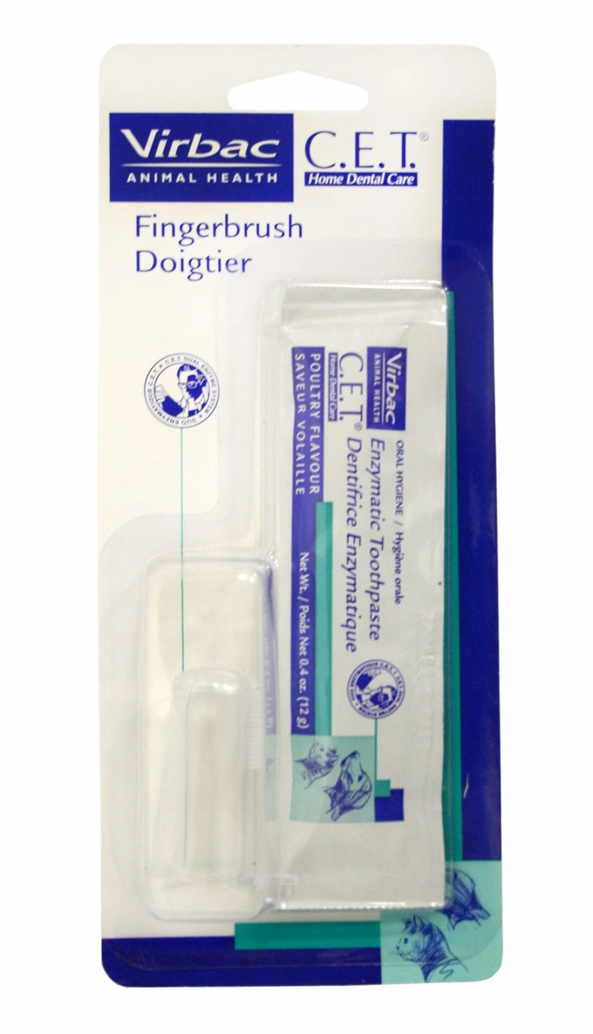 C.E.T. Fingerbrush with Poultry Toothpaste Packet cat climbing tree cat hammock cat steps cat grooming kit cat safety gate