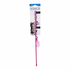 Cat Teaser Toy with Jingle Ball & Feathers cat scratchers cat towers cat window perch cat heating pad cat calming spray