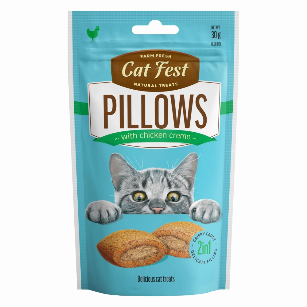 Catfest Pillows with Chicken and Salmon Cream Cat Treats Combo