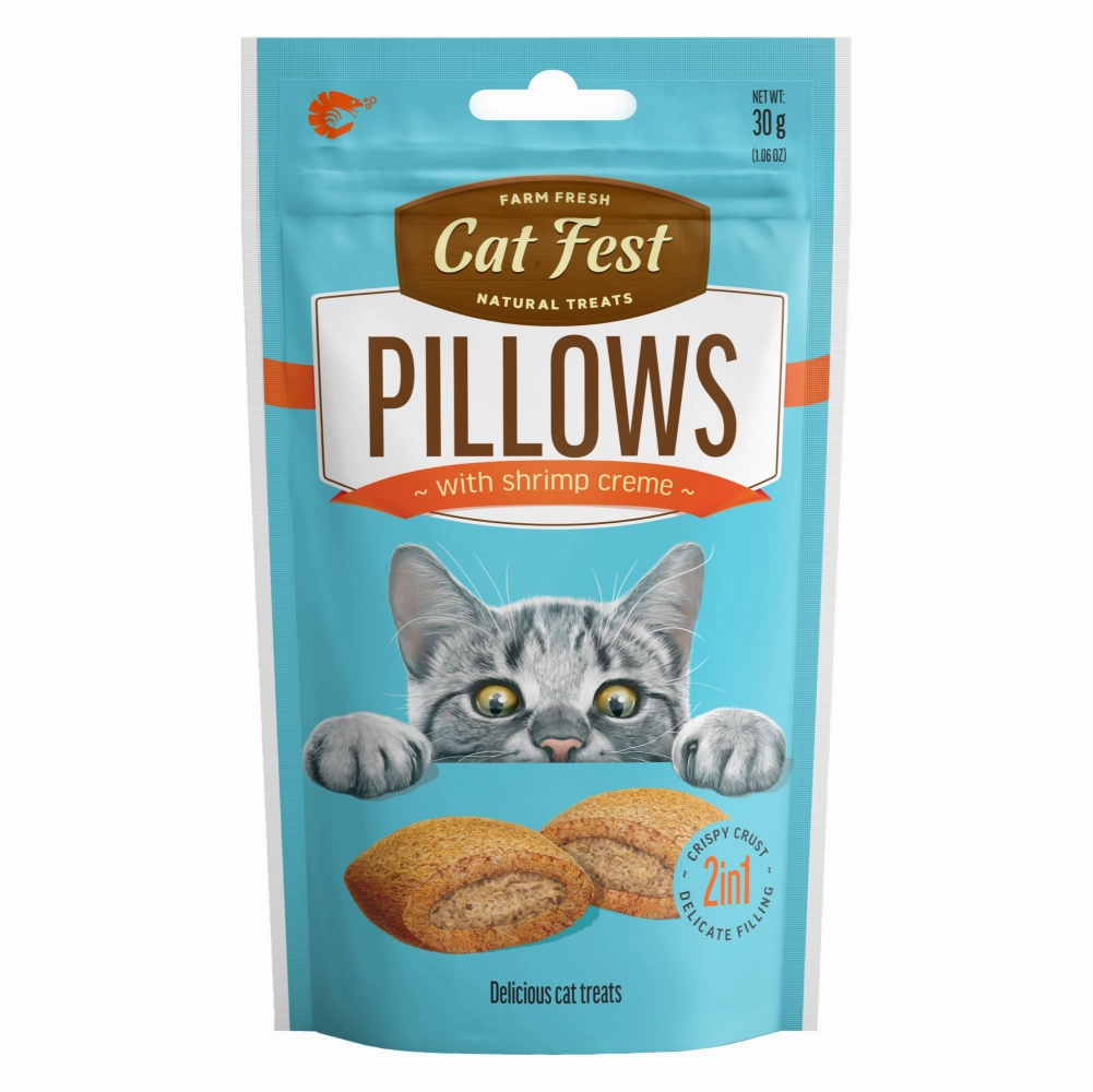 Catfest Pillows with Shrimp Cream Cat Treats