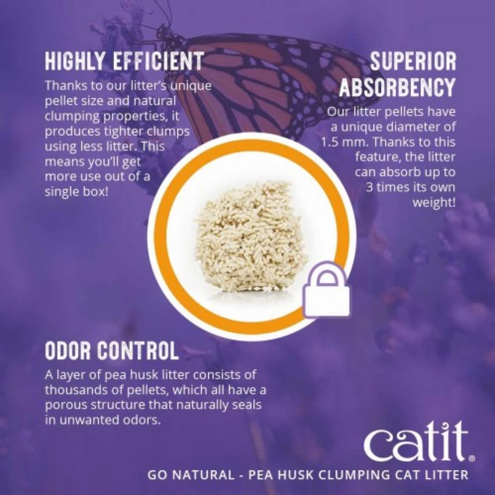 Catit Go Natural Clumping Pea Husk Cat Litter (Lavender Scented) 14L