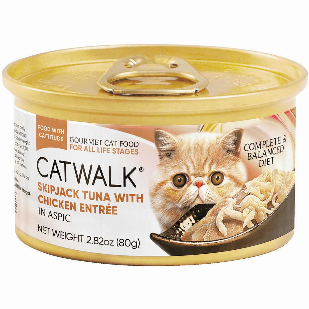 Catwalk Skipjack Tuna With Chicken Entree In Aspic Canned Cat Food 80g canned cat food wet cat food grain free cat food cat stew cat food pouch