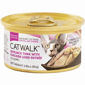 Catwalk Skipjack Tuna With Chicken Liver Entree In Aspic Canned Cat Food 80g canned cat food wet cat food grain free cat food cat stew cat food pouch