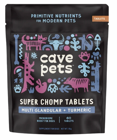 Cave Pets Multi Glandular   Turmeric Super Chomp Tablets 60ct Pouch pig feed piglet nutrition pig food pellets pig vitamins pig treats