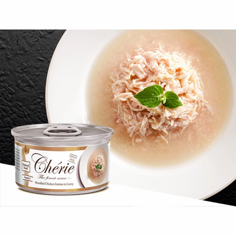 Cherie Shredded Chicken Entres In Gravy Canned Cat Food 80g