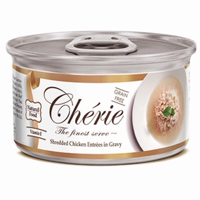 Cherie Shredded Chicken Entres In Gravy Canned Cat Food 80g cat food cans soft cat food high protein cat food natural cat food senior cat food