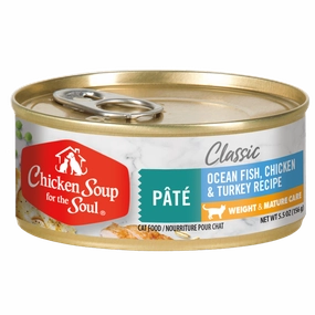 Chicken Soup For The Soul Weight & Mature Recipe with Ocean Fish, Chicken & Turkey Canned Cat Food cat calming diffuser cat stress relief anxiety cat treats cat relaxing spray pet mood aid