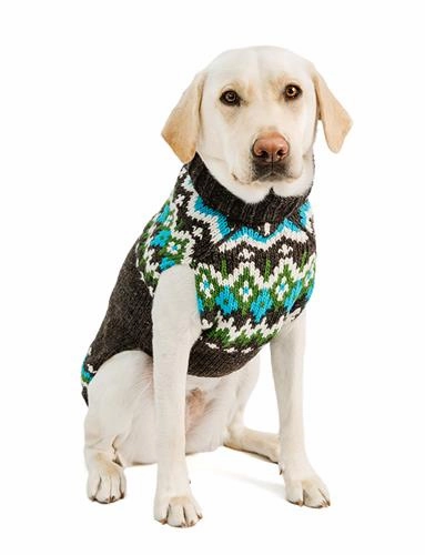Chilly Dog Charcoal Fairisle Wool Sweater dog accessories dog collar dog leash dog bowtie dog backpack